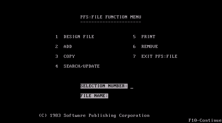 PFS File A01 - Menu